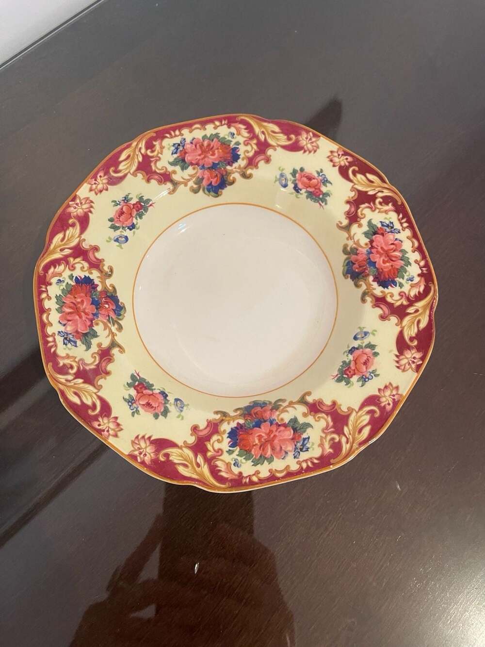 Vintage Crown Ducal Ware CRD38 Red Floral 8-inch Soup Bowl
